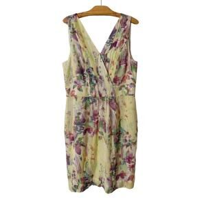 NWT Banana Republic Silk Abstract Floral Print Sleeveless Knee Length Silk Dress